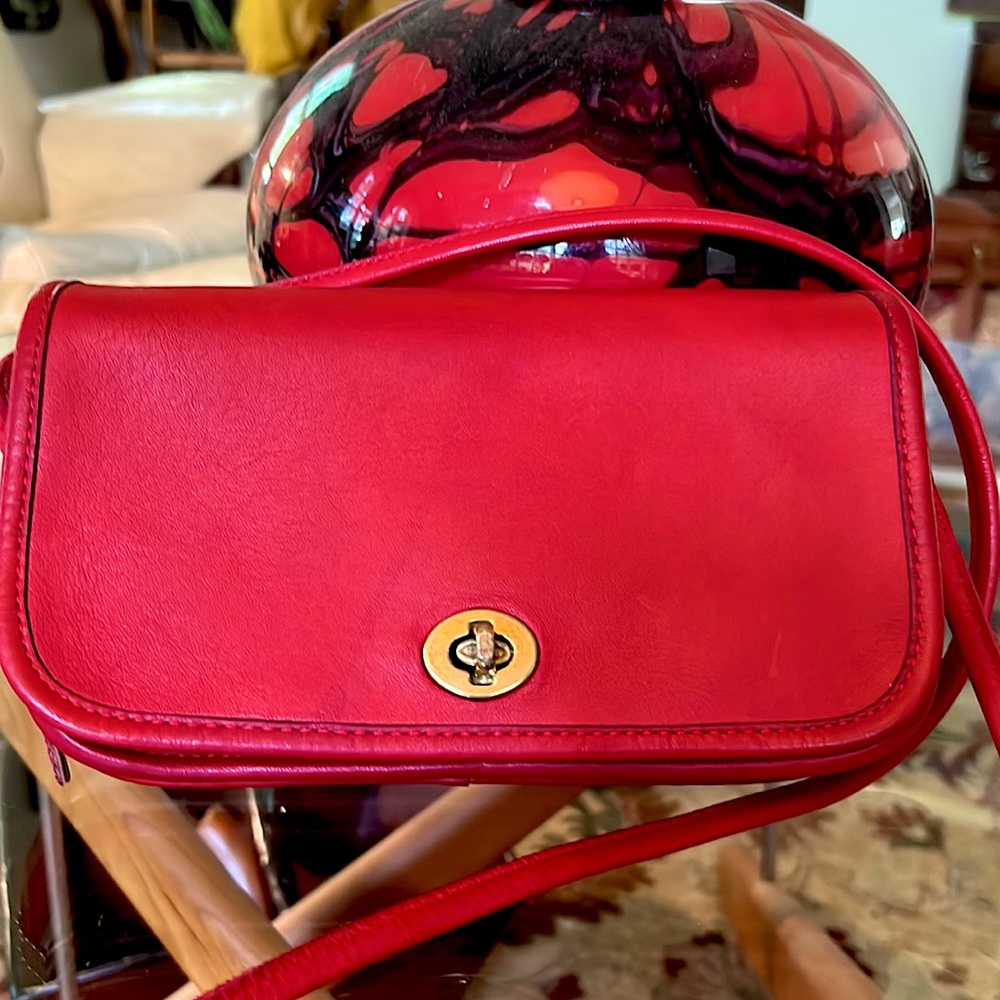 Vintage Coach NYC Dinky Red Crossbody Bag